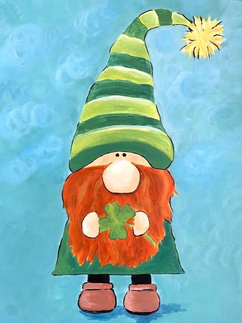 Paint night St. Patrick gnome, calgary